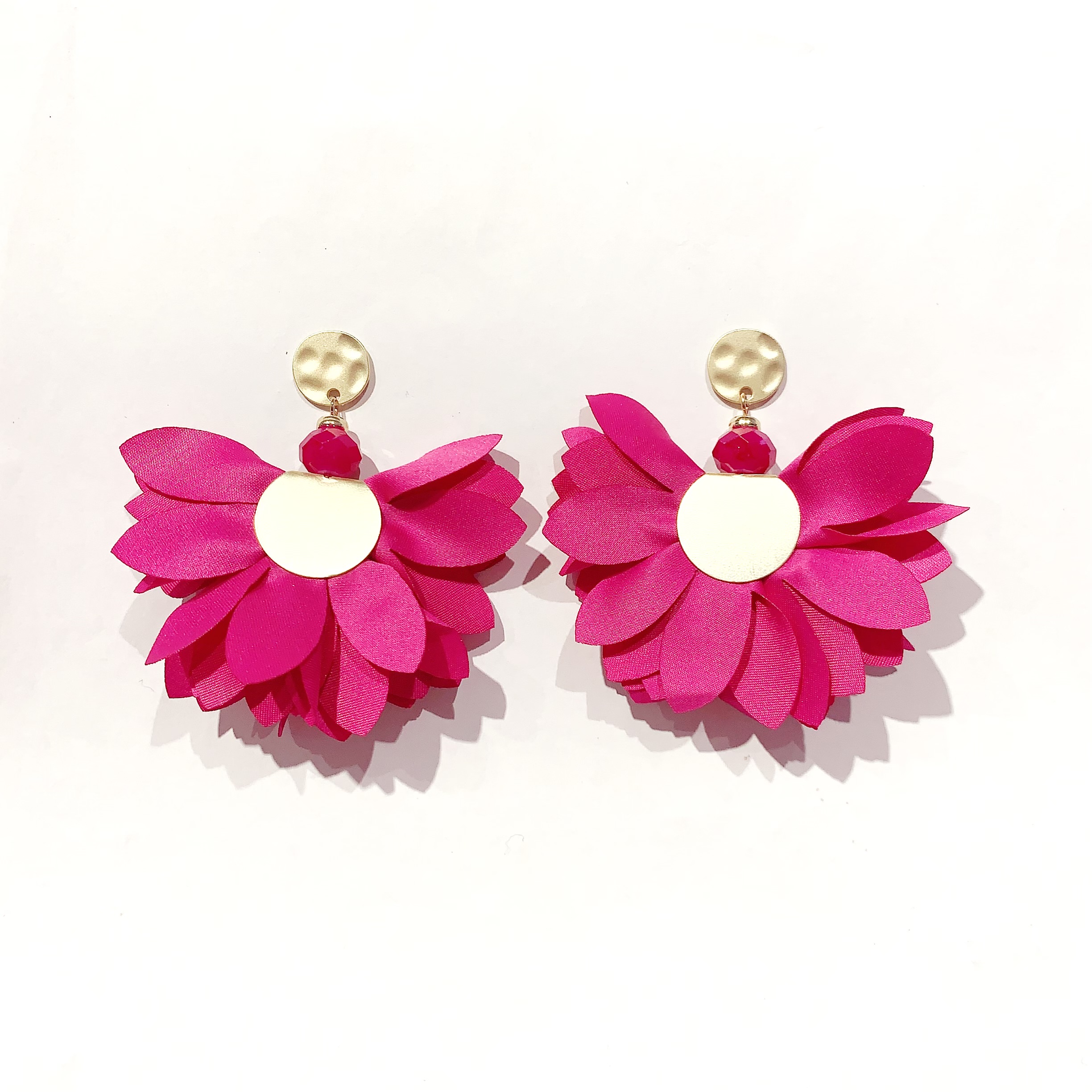 Pendientes tela flor abanico
