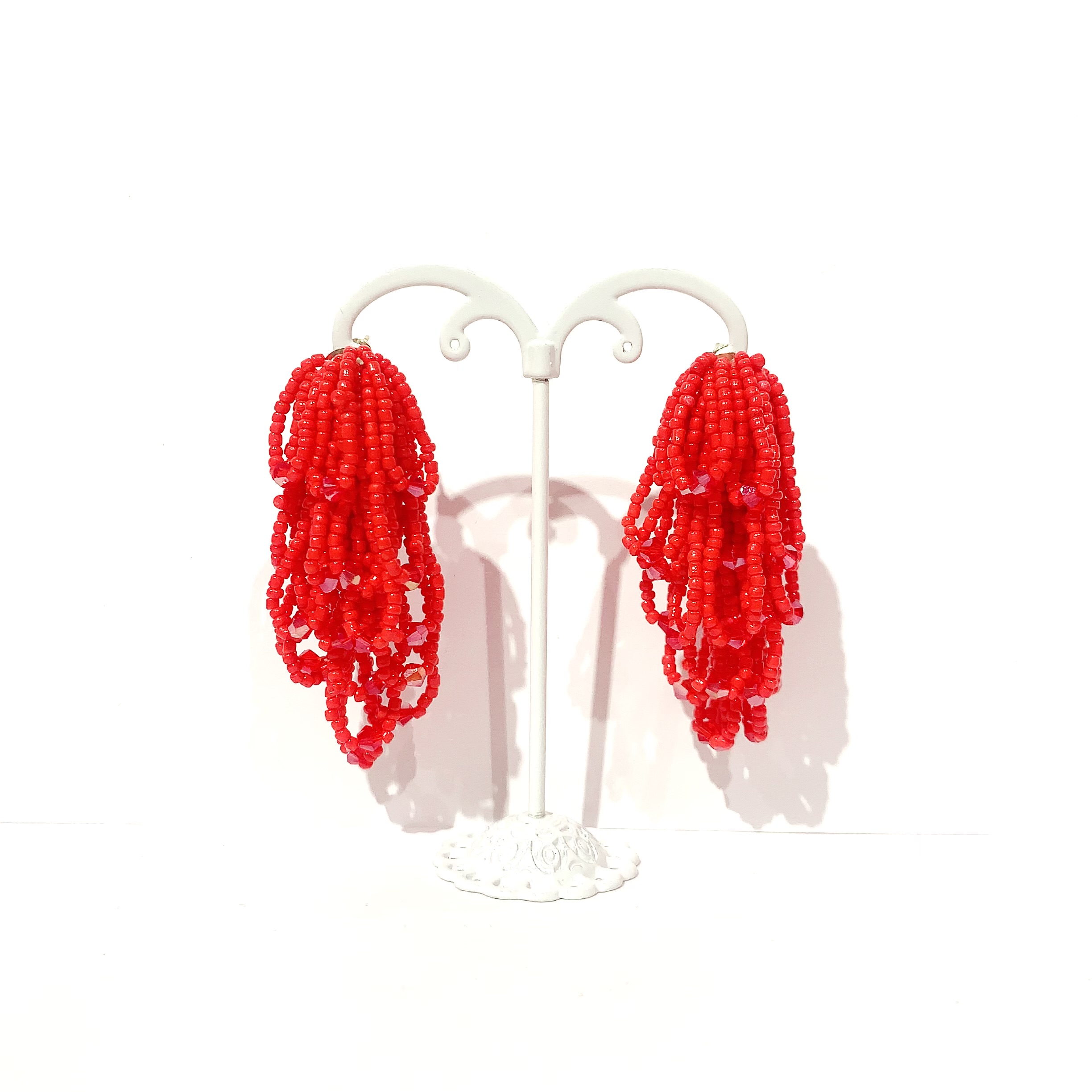 Pendientes resina  fleco bola