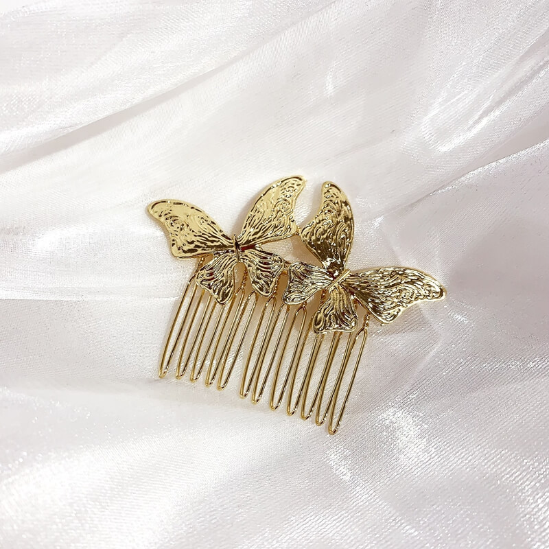Peineta metal mariposas 7.5cm