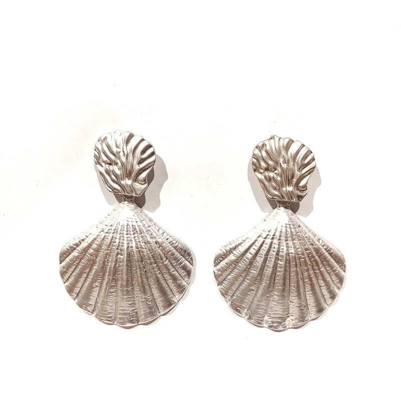 Pendientes metal largo forma conchas