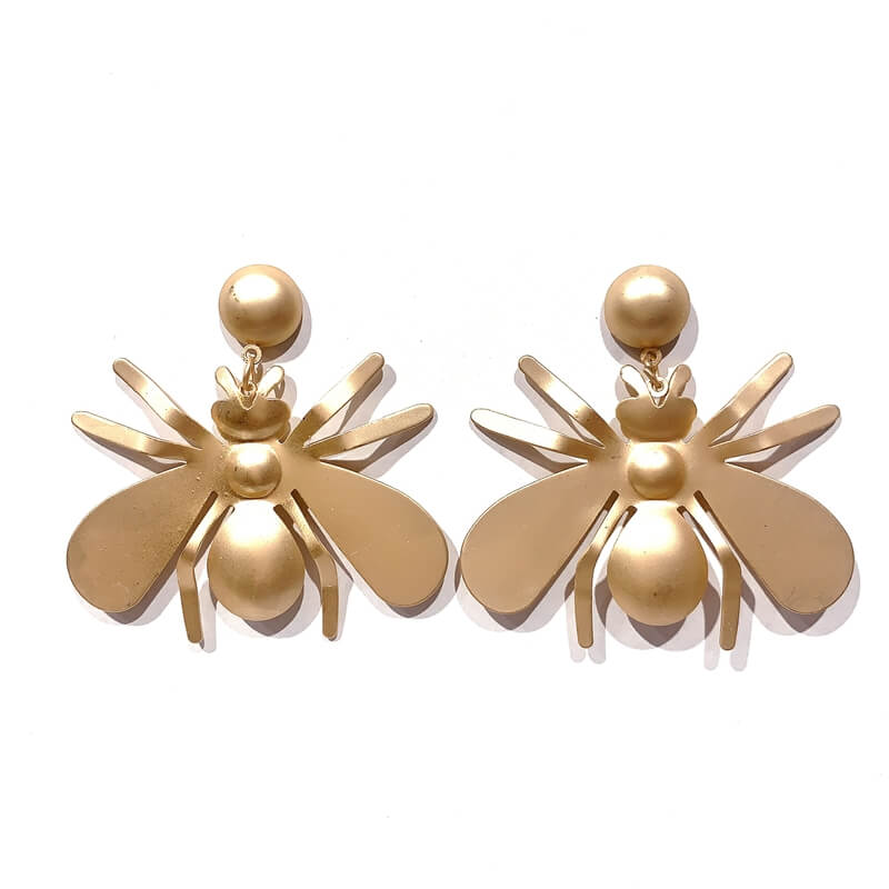Pendientes metal largo forma mosca