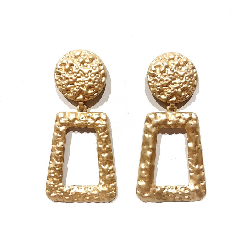 Pendientes metal largo forma cuadrado