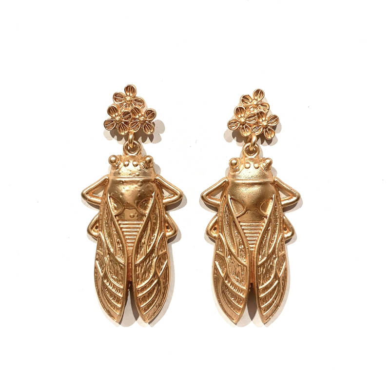 Pendientes metal colgante mosca