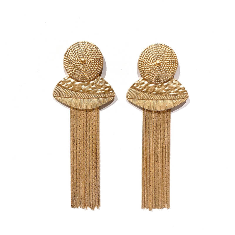 Pendientes metal largo con fleco