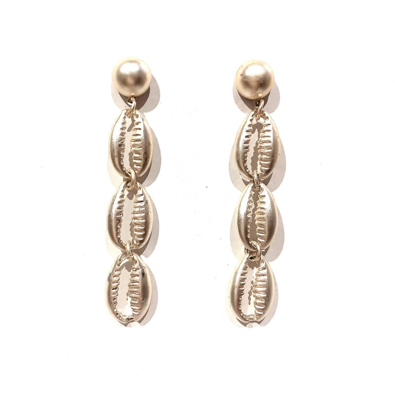 Pendientes metal largo forma concha