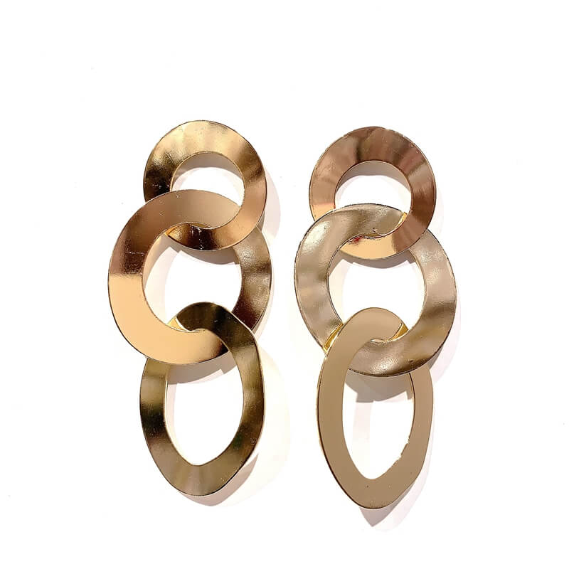 Pendientes metal largo 3 aros
