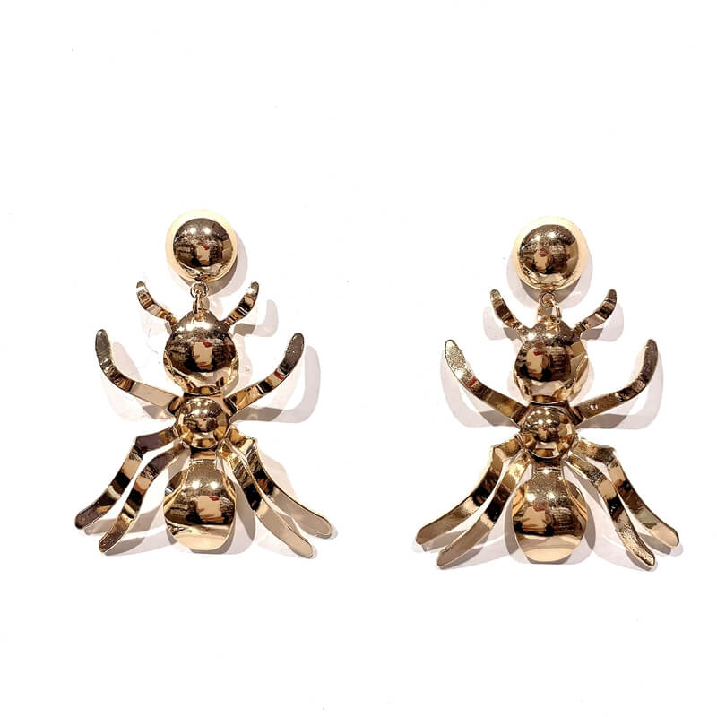 Pendientes metal largo forma hormiga