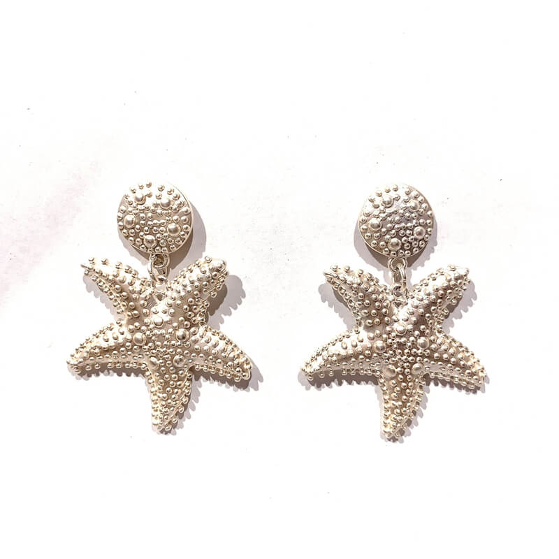 Pendientes metal largo forma estrella