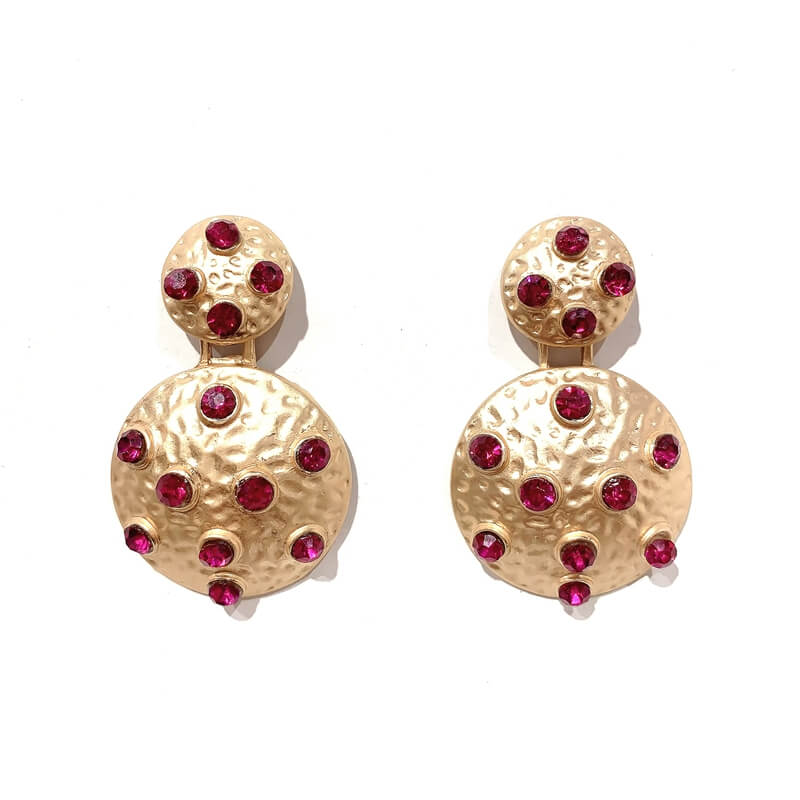 Pendientes metal con cristal redondo