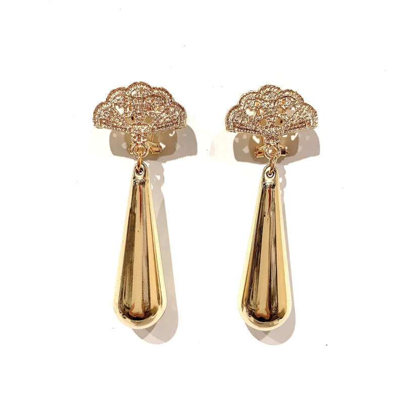 Pendientes metal flamenco con lagrima