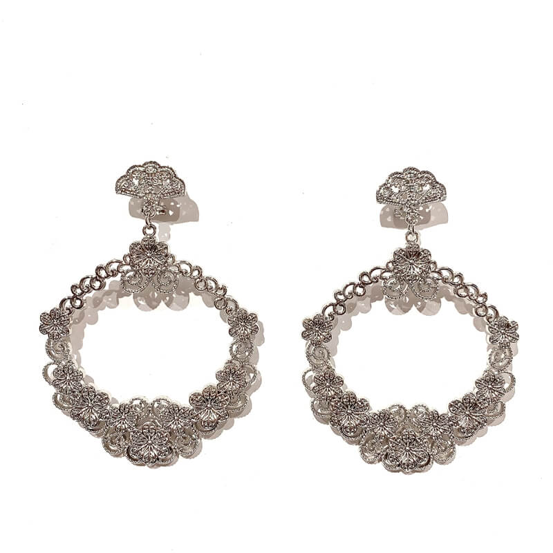 Pendientes metal flamenco forma aro grande