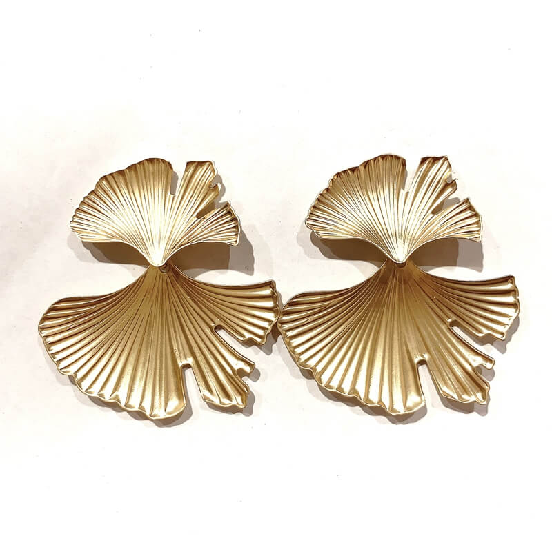 Pendientes metal forma doble ginkgo