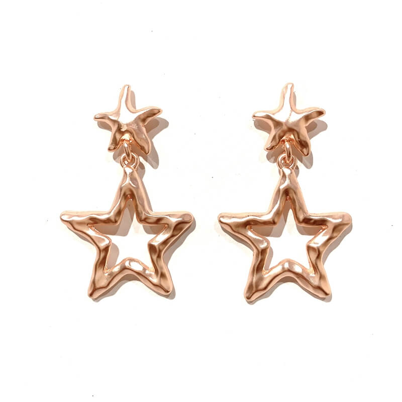 Pendientes metal forma doble estrella