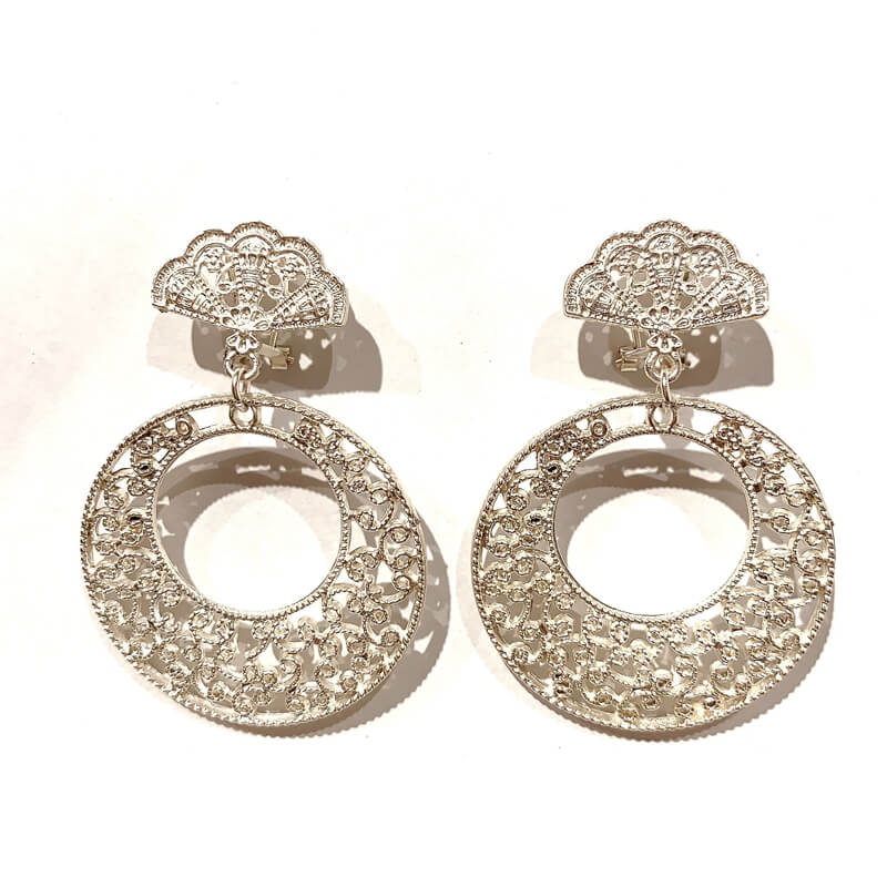 Pendientes metal flamenco redondo