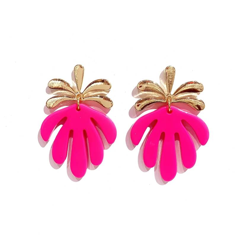 Pendientes resina forma doble palma