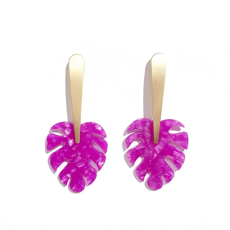 Pendientes resina forma  hoja