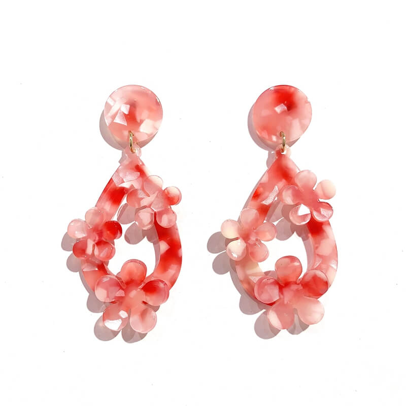 Pendientes resina forma lagrima con flor