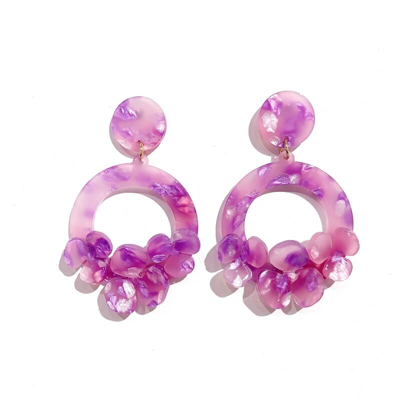 Pendientes resina forma aro con flor