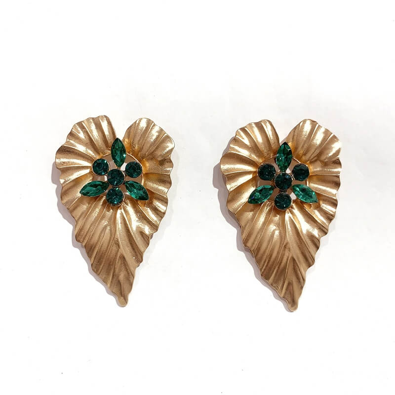 Pendientes metal con cristal forma corazon