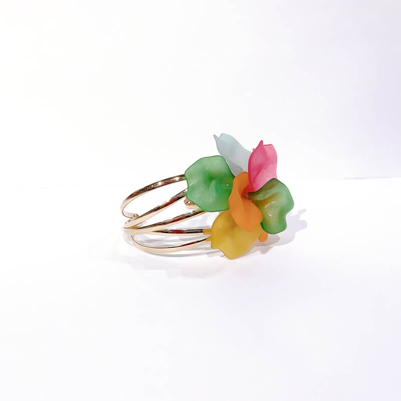 Brazalete meta con flor resina