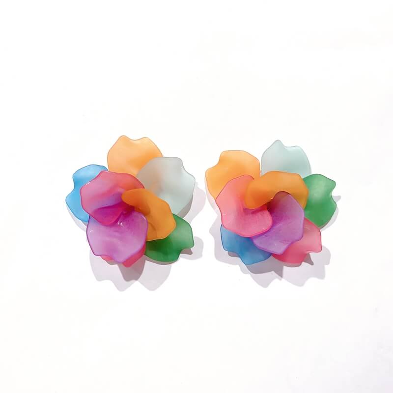 Pendientes resina flor hojas