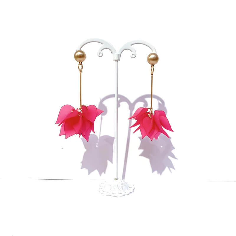 Pendientes resina largo con forma de hojas