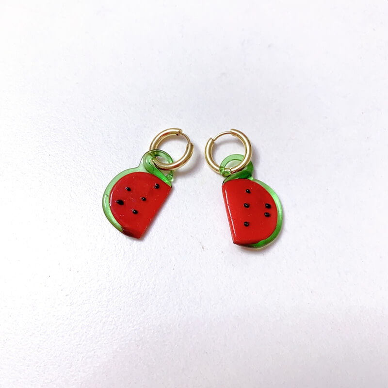 Pendientes aro acero con frutas