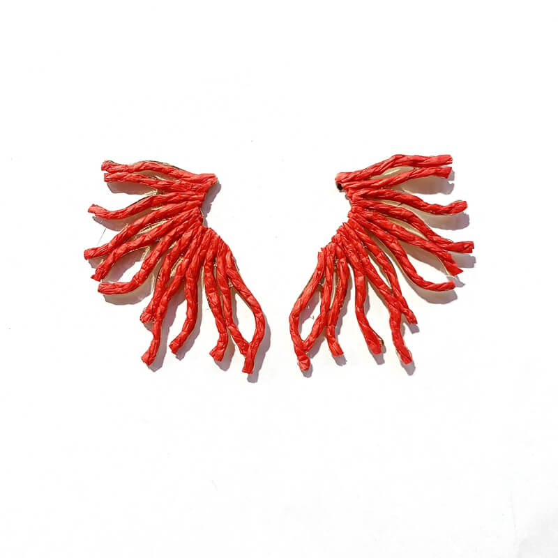 Pendientes rafia forma coral