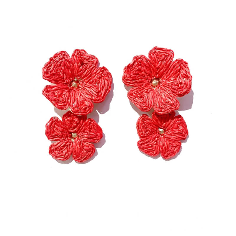 Pendientes rafia forma doble flor