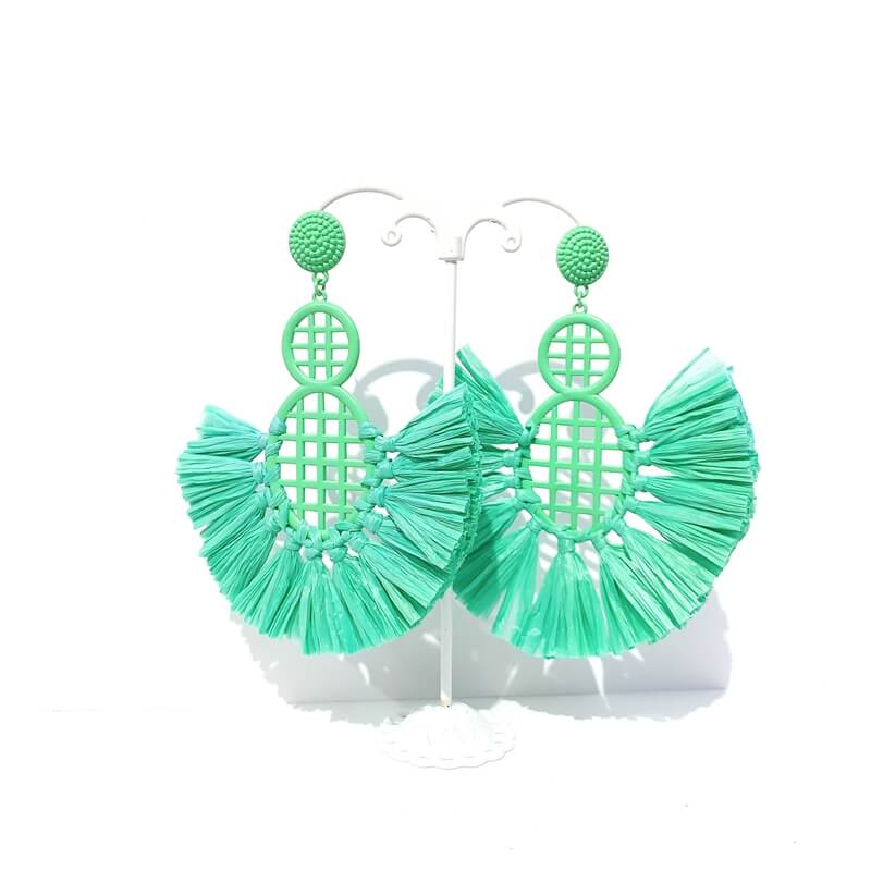 Pendientes rafia forma abanico grande