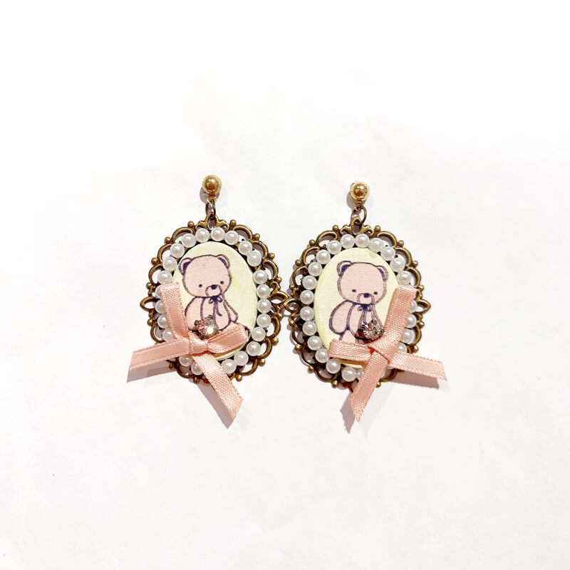 Pendientes vintage con oso