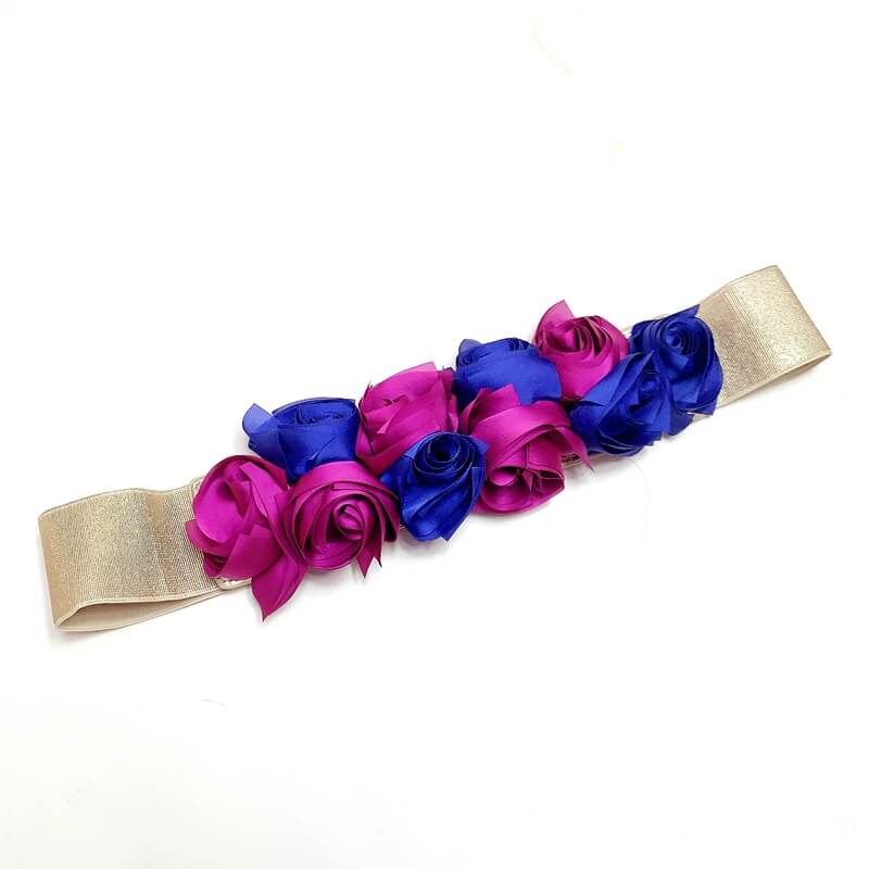 Cinturones de goma con flor tela