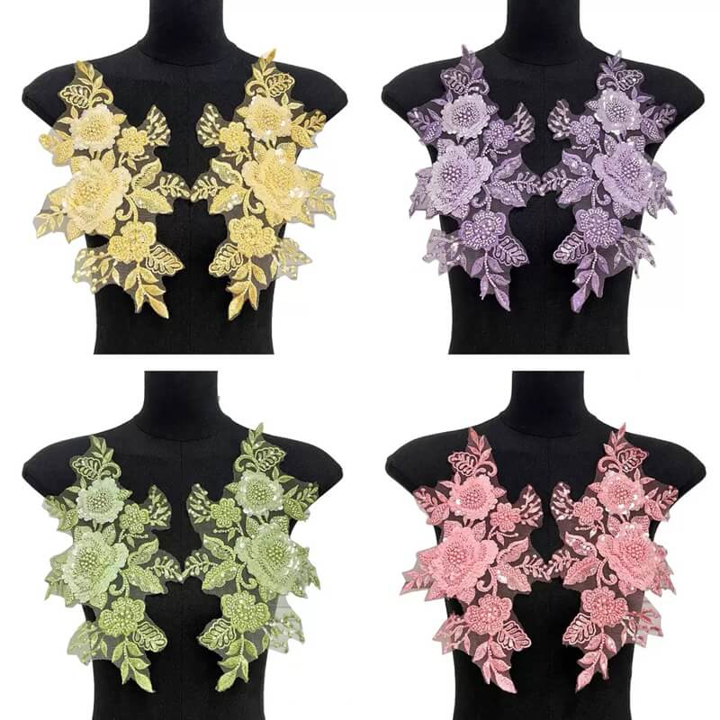 Apliques encaje con lentejuera